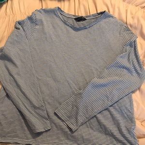 Long sleeve blue and white striped shirt